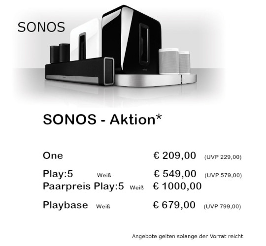 SONOS Weihnachts Aktion Play:5 Playbase Play:3